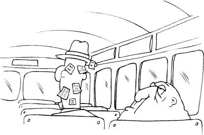 sticky notes on person's head