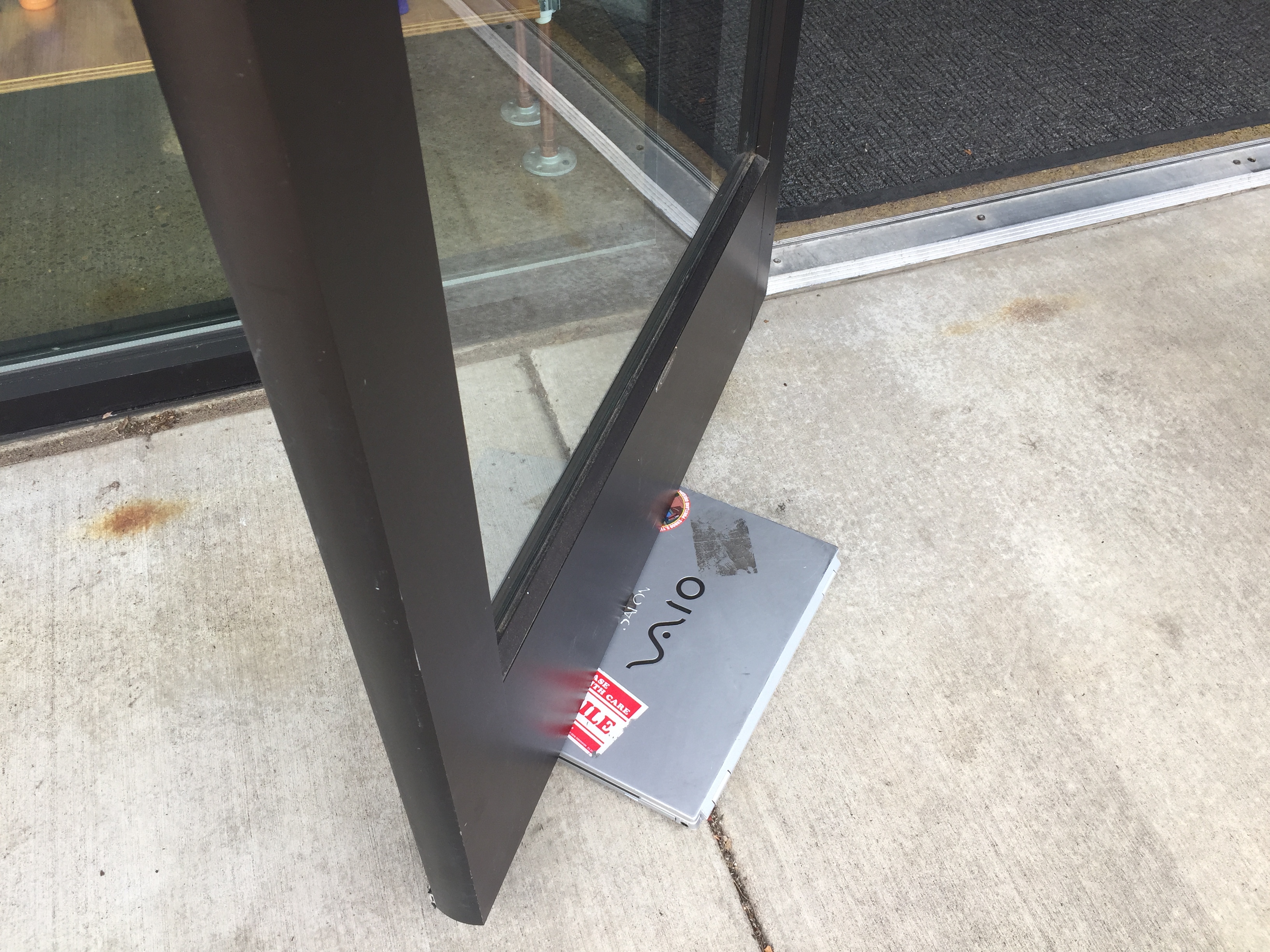 laptop in door