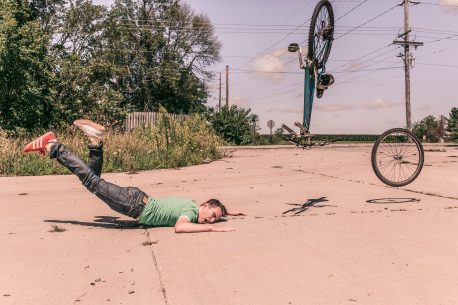 falling off bicycle stretch yourself