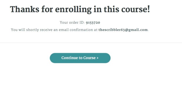 Thanks for enrolling in this course screen shot