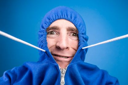 fear and sweatshirt hood tight