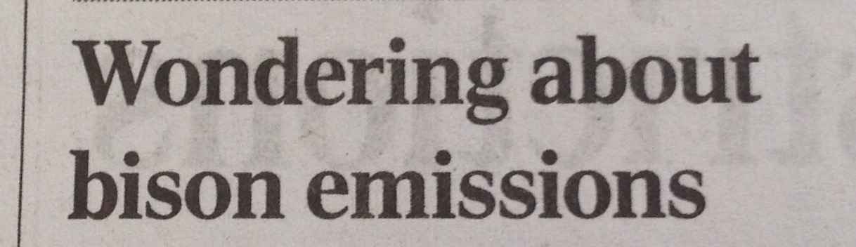 Headline: Wondering about bison emissions