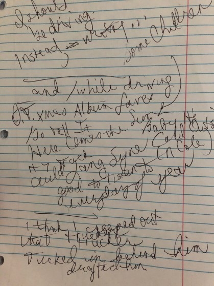 handwritten notes on a piece of binder paper