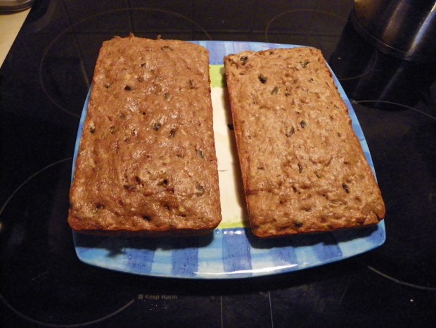 two banana breads side-by-side